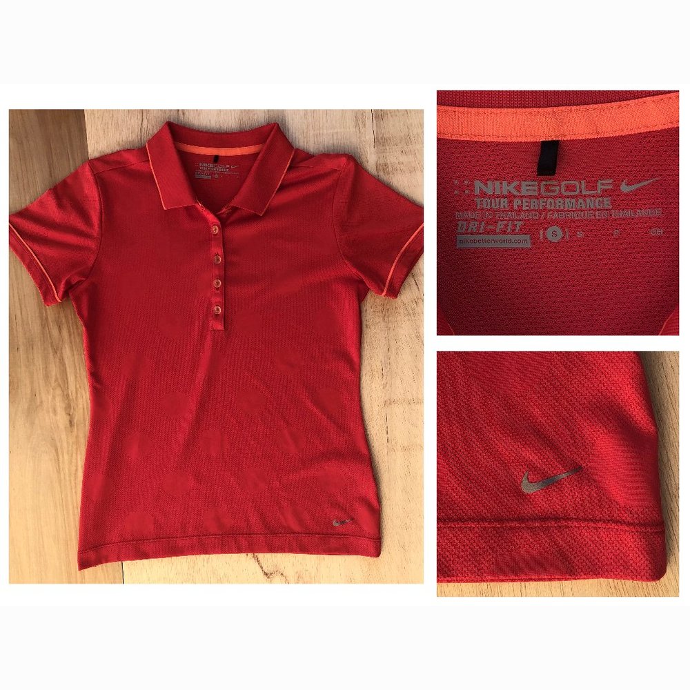 NIKE GOLF TOUR PERFORMANCE DRI FIT Women s Red Short Sleeve Polo Shirt sz S